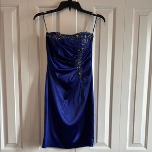 Navy Blue Formal Strapless Dress